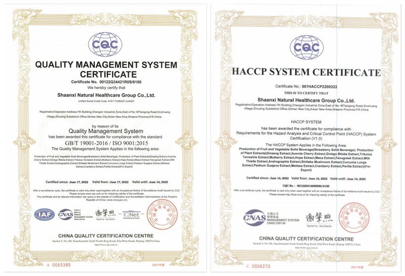 Qyherb gavo ISO9001 ir RVASVT sertifikatą